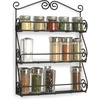 image:imageSpectrum 3 Tier Hanging Spice Rack for Wall Black Steel Kitchen Spice Organizer Wall Mounted Metal Three Tier Metal Spice Organizer Rack for Kitchen Cabinet Pantry OrganizationBlack