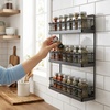 image:imageSpectrum 3 Tier Hanging Spice Rack for Wall Black Steel Kitchen Spice Organizer Wall Mounted Metal Three Tier Metal Spice Organizer Rack for Kitchen Cabinet Pantry OrganizationIndustrial Gray