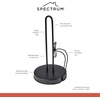 image:imageSpectrum Contempo Farmhouse Paper Towel Holder with Easy Tear Arm for Kitchen Counter Tabletop Bathroom Sturdy Metal Rustic Paper Towel Stand with Weighted Base for Standard amp Jumbo Rolls BlacKSingleHand Tear