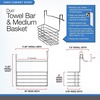 image:imageSpectrum Duo Over Cabinet Towel Holder and Cabinet Basket Medium for Kitchen Towel Under Sink Storage Durable Steel Over the Cabinet Door Towel Bar Organizer with No Drill Installation ChromeChrome