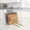 image:imageSpectrum Euro Kitchen Organizer Metal Dish Rack Cutting Board Holder Stand for Countertop or Inside Cabinet Organization 8 Slot Cutting Board Plate Drying Rack for Bakeware Storage Satin NickelGold