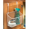 image:imageSpectrum Hanging Baskets for Organizing Large Satin Nickel  Grid Over the Cabinet Wire Basket for Kitchen or Bathroom  Door Hanging Storage Organizer for Cleaning Supplies Washcloths amp TowelsWhite