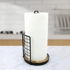 image:imageSpectrum Madison Farmhouse Paper Towel Holder Chicken Wire Towel Stand for Kitchen Countertop Storage with Wood Accent Rustic Decorative Roll Holder for Bathroom or Craft Room Fits Most Sizes Black