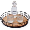 image:imageSpectrum Madison Round Metal Wooden Serving Tray with Handles for Living Room Kitchen Counter Ottoman Coffee Bar Dining Table Decorative Home Organizer Platter Rustic Black Metal amp Light Wood Tray