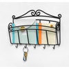 image:imageSpectrum Scroll Key and Mail Holder for Wall with Five Steel Hooks for Coats Leashes Purses Wall Mounted Entryway Organizer Letter Rack Decorative Metal Storage for Home Office Organization Black1075 L x 2 W x 8 H