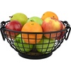 image:imageSpectrum Small Fruit Basket for Kitchen Counter Madison Rustic Fruit Bowl with Wood Base and Black Wire Portable Countertop Organizer with Handles for Fresh Produce DisplayFuit Bowl