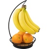 image:imageSpectrum Small Fruit Basket for Kitchen Counter Madison Rustic Fruit Bowl with Wood Base and Black Wire Portable Countertop Organizer with Handles for Fresh Produce DisplayBanana Holder