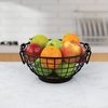 image:imageSpectrum Small Fruit Basket for Kitchen Counter Madison Rustic Fruit Bowl with Wood Base and Black Wire Portable Countertop Organizer with Handles for Fresh Produce DisplayFuit Bowl
