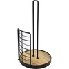 image:imageSpectrum Madison Farmhouse Paper Towel Holder Chicken Wire Towel Stand for Kitchen Countertop Storage with Wood Accent Rustic Decorative Roll Holder for Bathroom or Craft Room Fits Most Sizes Black