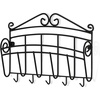 image:imageSpectrum Scroll Key and Mail Holder for Wall with Five Steel Hooks for Coats Leashes Purses Wall Mounted Entryway Organizer Letter Rack Decorative Metal Storage for Home Office Organization Black1075 L x 2 W x 8 H