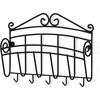 image:imageSpectrum Scroll Key and Mail Holder for Wall with Five Steel Hooks for Coats Leashes Purses Wall Mounted Entryway Organizer Letter Rack Decorative Metal Storage for Home Office Organization Black1075 L x 2 W x 8 H Pack of 6