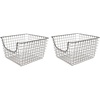 image:imageSpectrum Wire Scoop Basket Storage Bin Industrial Gray Medium Metal Wire Basket Organizer for Kitchen Pantry Wire Storage Bins Heavy Duty Rectangle Wire Storage for Kitchen OrganizationMedium 2 Pack