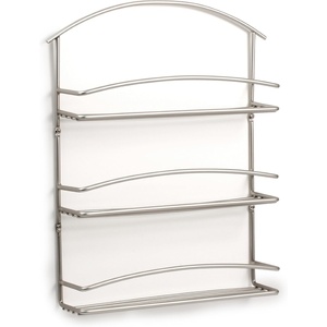 image:imageSpectrum 3 Tier Hanging Spice Rack for Wall Black Steel Kitchen Spice Organizer Wall Mounted Metal Three Tier Metal Spice Organizer Rack for Kitchen Cabinet Pantry OrganizationSatin Nickel