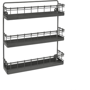 image:imageSpectrum 3 Tier Hanging Spice Rack for Wall Black Steel Kitchen Spice Organizer Wall Mounted Metal Three Tier Metal Spice Organizer Rack for Kitchen Cabinet Pantry OrganizationIndustrial Gray