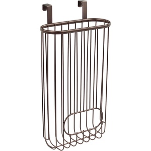 image:imageSpectrum Ashley Over Cabinet Door Grocery Bag Holder Hanging Bag Dispenser for Kitchen Cabinet Bathroom Under Sink Home Organization Heavy Duty Plastic Bag Cabinet Door Storage Bronze