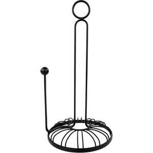 image:imageSpectrum Contempo Farmhouse Paper Towel Holder with Easy Tear Arm for Kitchen Counter Tabletop Bathroom Sturdy Metal Rustic Paper Towel Stand with Weighted Base for Standard amp Jumbo Rolls BlacKContempo