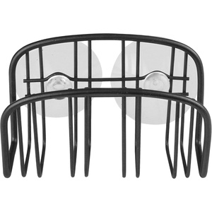 image:imageSpectrum Contempo In Sink Sponge Holder for Kitchen amp Bathroom Sink Organization Strong Suction Cup Dish Sponge Holder Caddy with Quick Drying Fast Draining Design ChromeBlack