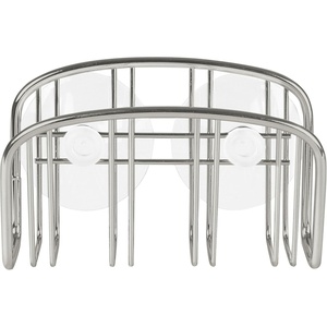 image:imageSpectrum Contempo In Sink Sponge Holder for Kitchen amp Bathroom Sink Organization Strong Suction Cup Dish Sponge Holder Caddy with Quick Drying Fast Draining Design ChromeSatin Nickel
