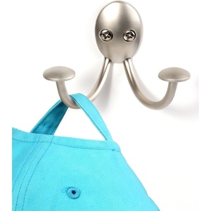 image:imageSpectrum Double Prong Hooks for Hanging Coats Towels Robes Clothes Backpacks Purses Bags Closet Bathroom Entryway Easy Mount Metal Double Screw In Decorative Wall Hook for Hanging BronzeSatin Nickel