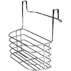 image:imageSpectrum Duo Over Cabinet Towel Holder and Cabinet Basket Medium for Kitchen Towel Under Sink Storage Durable Steel Over the Cabinet Door Towel Bar Organizer with No Drill Installation ChromeChrome