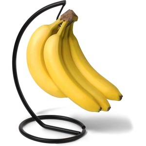 image:imageSpectrum Euro Modern Black Banana Hook Stand Metal Holder for Countertop Kitchen Storage Organization Steel Banana Hanger with Sturdy Base for Stable Fruit Ripening of Standard amp Large Bunches