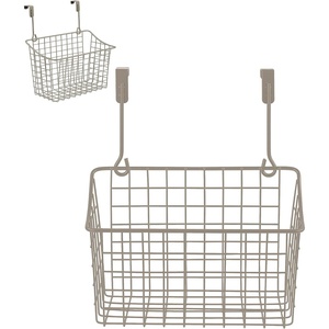 image:imageSpectrum Hanging Baskets for Organizing Large Satin Nickel  Grid Over the Cabinet Wire Basket for Kitchen or Bathroom  Door Hanging Storage Organizer for Cleaning Supplies Washcloths amp TowelsSatin Nickel Powder Coat