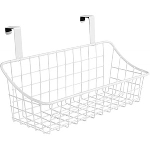 image:imageSpectrum Hanging Baskets for Organizing Large Satin Nickel  Grid Over the Cabinet Wire Basket for Kitchen or Bathroom  Door Hanging Storage Organizer for Cleaning Supplies Washcloths amp TowelsWhite