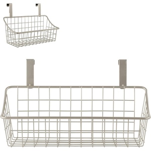 image:imageSpectrum Hanging Baskets for Organizing Large Satin Nickel  Grid Over the Cabinet Wire Basket for Kitchen or Bathroom  Door Hanging Storage Organizer for Cleaning Supplies Washcloths amp TowelsSatin Nickel