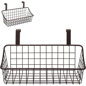 image:imageSpectrum Hanging Baskets for Organizing Large Satin Nickel  Grid Over the Cabinet Wire Basket for Kitchen or Bathroom  Door Hanging Storage Organizer for Cleaning Supplies Washcloths amp TowelsBronze