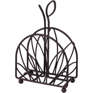 image:imageSpectrum Leaf Vertical Napkin Holder for Table amp Kitchen Countertop Organization Metal Napkin Dispenser with Weighted Base Keeps Paper Napkin Holders Standing for Dining Room Dcor BlackBronze