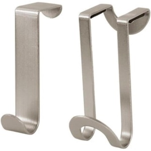 image:imageSpectrum Over Cabinet Door Hook 2 Pack Kitchen Cabinet Organizer for Towel Holder Storage Over the Cabinet Hooks for Hand Towels and Dish Cloths Brushed NickelBrushed Nickel