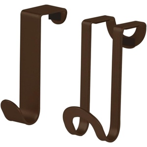 image:imageSpectrum Over Cabinet Door Hook 2 Pack Kitchen Cabinet Organizer for Towel Holder Storage Over the Cabinet Hooks for Hand Towels and Dish Cloths Brushed NickelBronze