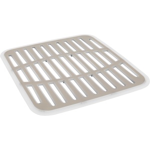 image:imageSpectrum Small Sink Mat Protector for Kitchen Sink with Raised Feet for Quick Drying and Water Flow Soft Rubber Non Slip Surface Protects Dishes Glassware for Stainless Steel Sinks ButtercreamWarm GrayClear