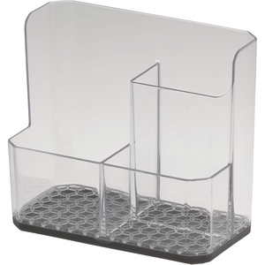 image:imageSpectrum Sponge and Brush Holder for Kitchen Sink Storage Hexa QuickDry Organizer with 3 Compartments Removable Base Sink Caddy for Dish Brushes amp Sponges Compact Design Clear amp GrayClear  Gray