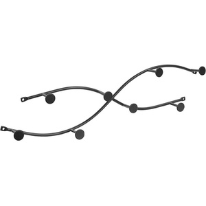image:imageSpectrum Sweep Decorative Metal Coat Rack 8 Hook Wall Mounted Hook Rail for Hanging Coats Hats Bags and More Easy Install Heavy Duty Steel Organizer for Entryway Bathroom Bedroom Decor Satin NickelBlack