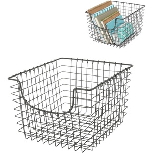 image:imageSpectrum Wire Scoop Basket Storage Bin Industrial Gray Medium Metal Wire Basket Organizer for Kitchen Pantry Wire Storage Bins Heavy Duty Rectangle Wire Storage for Kitchen OrganizationMedium