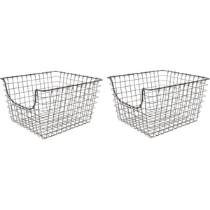 image:imageSpectrum Wire Scoop Basket Storage Bin Industrial Gray Medium Metal Wire Basket Organizer for Kitchen Pantry Wire Storage Bins Heavy Duty Rectangle Wire Storage for Kitchen OrganizationMedium 2 Pack