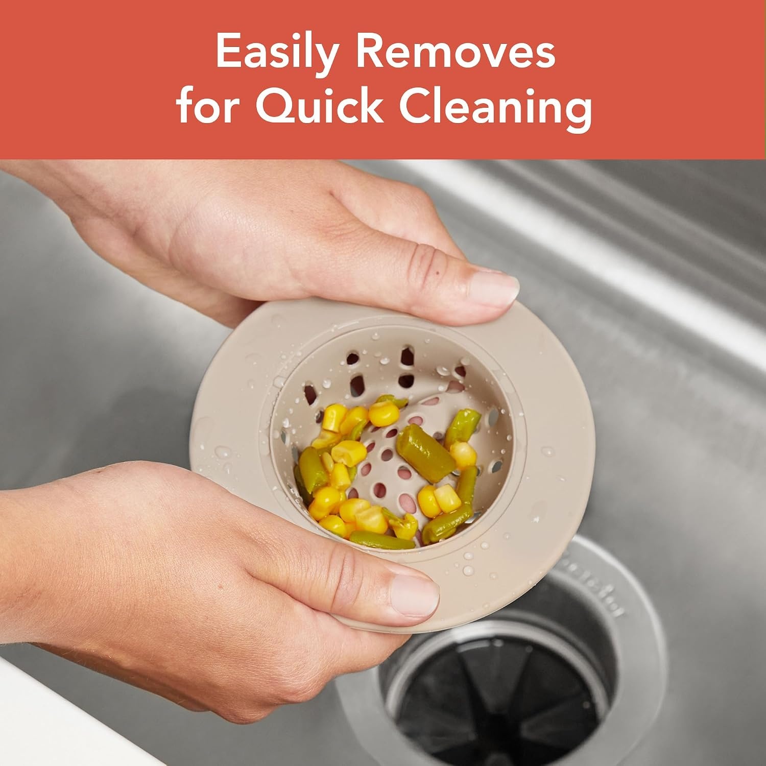 image:imageSpectrum Cora Kitchen Sink Drain Strainer for Food Debris Waste Plastic Spiral Sink Drain Stopper Cover Catcher Filter Food Hair Prevents Drain Clogging in Sinks Showers Baths 45 Inch Gray amp ClearTaupe