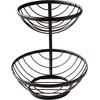 image:imageSpectrum Ashley Black 2 Tier Fruit Basket Server for Kitchen Counter Modern Steel Multi Tier Stackable Fruit Bowl Produce Display Stand for Vegetables Fruit Bread Snacks Countertop Table Organization