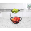 image:imageSpectrum Ashley Black 2 Tier Fruit Basket Server for Kitchen Counter Modern Steel Multi Tier Stackable Fruit Bowl Produce Display Stand for Vegetables Fruit Bread Snacks Countertop Table Organization