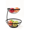 image:imageSpectrum Ashley Black 2 Tier Fruit Basket Server for Kitchen Counter Modern Steel Multi Tier Stackable Fruit Bowl Produce Display Stand for Vegetables Fruit Bread Snacks Countertop Table Organization