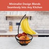 image:imageSpectrum Ashley Small Fruit Basket with Banana Hanger for Kitchen Counter Black Fruit Bowl and Vegetable Storage Stand with Banana Hook Holder for Countertop Produce OrganizationBlack