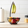 image:imageSpectrum Ashley Small Fruit Basket with Banana Hanger for Kitchen Counter Black Fruit Bowl and Vegetable Storage Stand with Banana Hook Holder for Countertop Produce OrganizationBlack