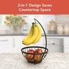 image:imageSpectrum Ashley Small Fruit Basket with Banana Hanger for Kitchen Counter Black Fruit Bowl and Vegetable Storage Stand with Banana Hook Holder for Countertop Produce OrganizationBronze