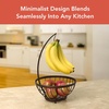 image:imageSpectrum Ashley Small Fruit Basket with Banana Hanger for Kitchen Counter Black Fruit Bowl and Vegetable Storage Stand with Banana Hook Holder for Countertop Produce OrganizationBronze