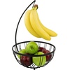 image:imageSpectrum Contempo Fruit Basket Banana Hanger for Kitchen Counter Storage Modern Black Steel Fruit Tree Produce Bowl with Hook for Vegetables Apples Bananas Countertop amp Table Display