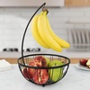 image:imageSpectrum Contempo Fruit Basket Banana Hanger for Kitchen Counter Storage Modern Black Steel Fruit Tree Produce Bowl with Hook for Vegetables Apples Bananas Countertop amp Table Display