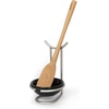 image:imageSpectrum Diversified Euro Standing Spoon Rest with Ceramic Dish Upright Utensil Holder for Stovetop amp Kitchen Counter Organization Modern Vertical Design ChromeBlackSatin NickelBlack