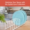 image:imageSpectrum Euro Kitchen Organizer Metal Dish Rack Cutting Board Holder Stand for Countertop or Inside Cabinet Organization 8 Slot Cutting Board Plate Drying Rack for Bakeware Storage GoldMatte White