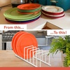 image:imageSpectrum Euro Kitchen Organizer Metal Dish Rack Cutting Board Holder Stand for Countertop or Inside Cabinet Organization 8 Slot Cutting Board Plate Drying Rack for Bakeware Storage GoldMatte White